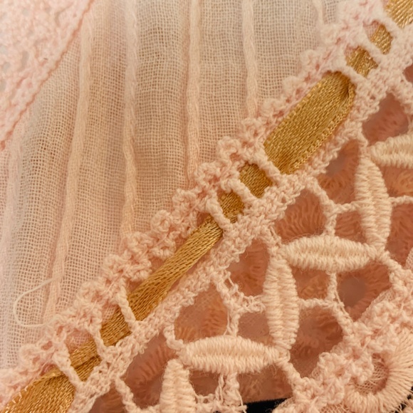 Free People Boho Top Blush Pink Medium Lace Crochet Prairie Bohemian - Picture 6 of 16